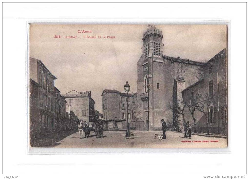 11 SIGEAN Place De L'Eglise, Animée, Attelage, Ed Labouche 311, Aude, 192? - Sigean