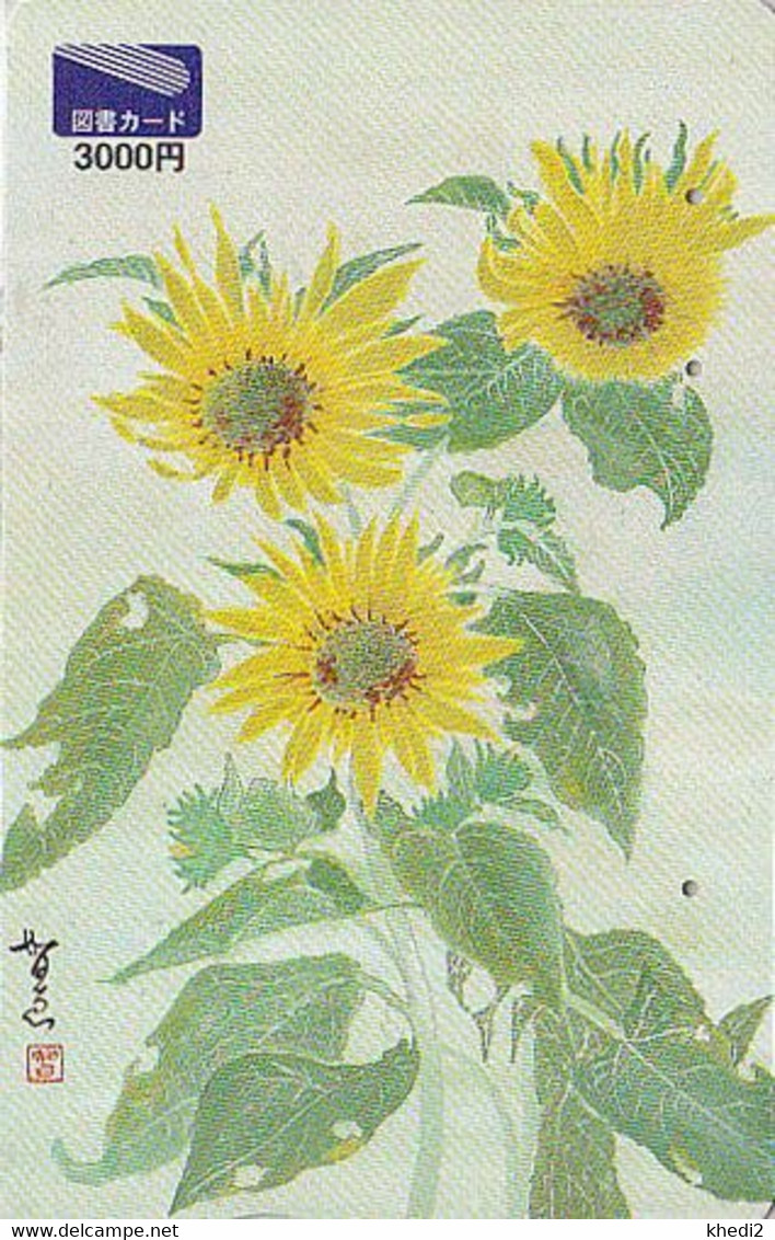 Carte Prépayée Japon - Fleur TOURNESOL - SUNFLOWER Japan Tosho Card - Blume Prepaid  Karte - 1534 - Fleurs