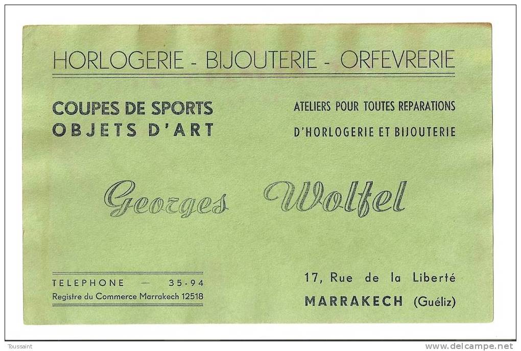 Buvard Georges Woltel, Horlogerie, Bijouterie, Orfevrerie, Coupes De Sports, Objets D´ Art, Marrakech, Maroc (08-1608) - Deportes