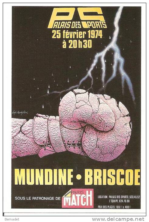LUIGI CASTIGLIONI  ..SERIE BOXE  .. RENCONTRE MUNDINE - BRISCOE .. 25 FEVRIER 1974 - Boxe