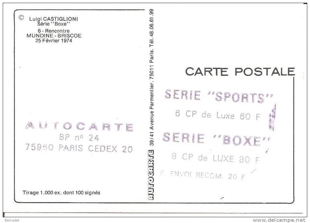 LUIGI CASTIGLIONI  ..SERIE BOXE  .. RENCONTRE MUNDINE - BRISCOE .. 25 FEVRIER 1974 - Boxe