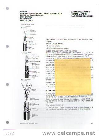 Fiche Marine Nationale Cable Coaxiaux Norme Marine Nationale MN 8215 E  - FILOTEX Draveil - Equipment