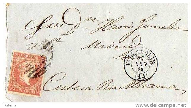 3537  Frontal Valladolid 1858   Fechador Tipo Ll, - Covers & Documents