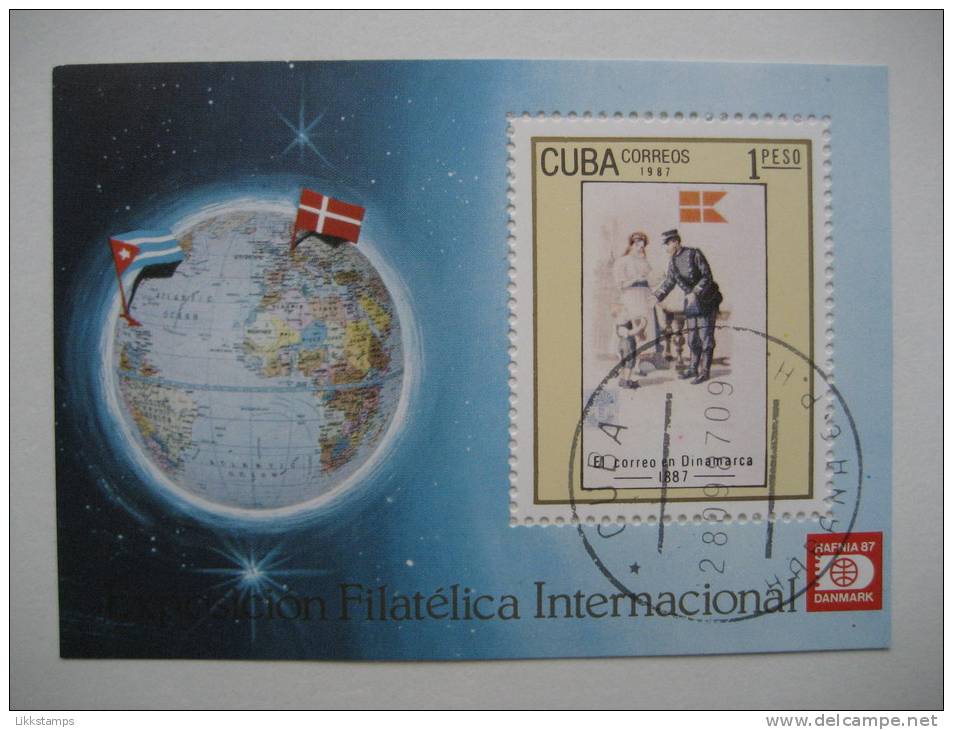 CUBA  1987   "HAFNIA ´87"  INTERNATIONAL  STAMP  EXHIBITION    MINIATURE  SHEET - Other & Unclassified