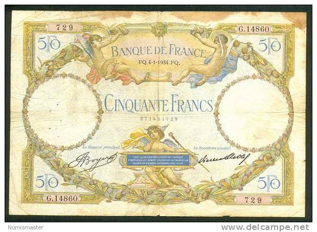 50 FRANCS , 4.1.1934. LUC OLIVIER MERSON - 50 F 1927-1934 ''Luc Olivier Merson''