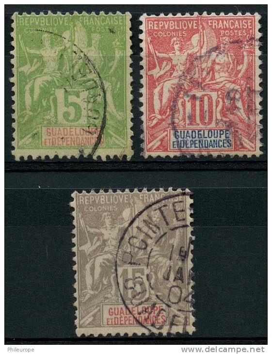 Guadeloupe (1900) N 40 à 42 (o) - Other & Unclassified