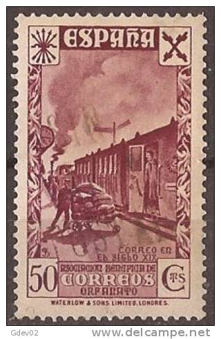 ESBE24-LA541Spain.Esp Agne.Tren.HISTORIA DEL CORREO.BENEFICENCIA.1938  (Ed 24**) Sinn Charnela.MUY BONITO - Wohlfahrtsmarken