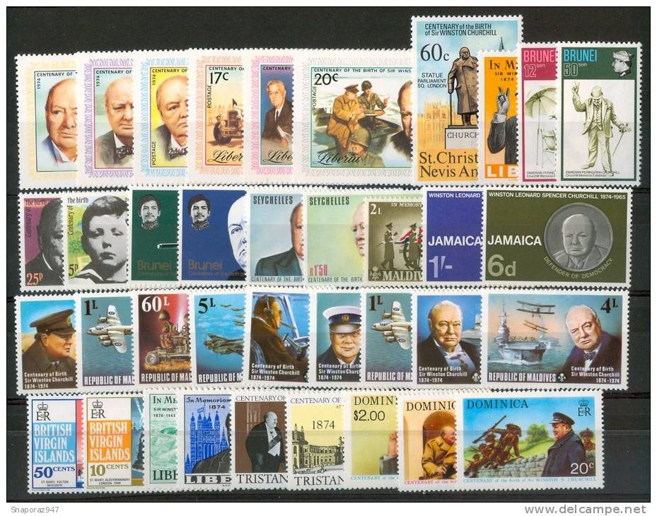 Sir Wiston Churchill Lotto 40 Serie MNH**  BL4 - Sir Winston Churchill