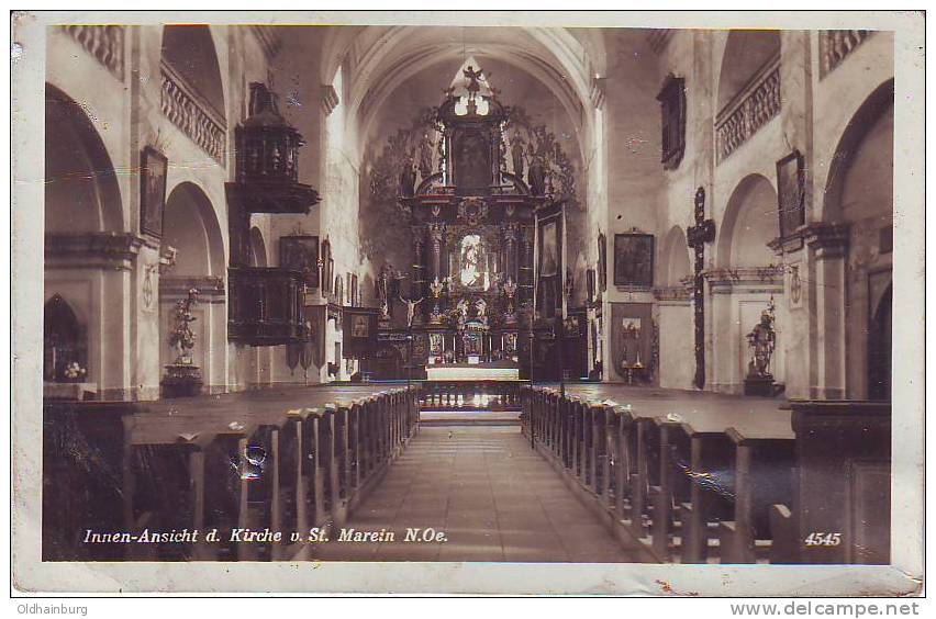 0017ej: AK Kirche St. Marein Gelaufen, Marke Abgefallen, Knittrig - Horn