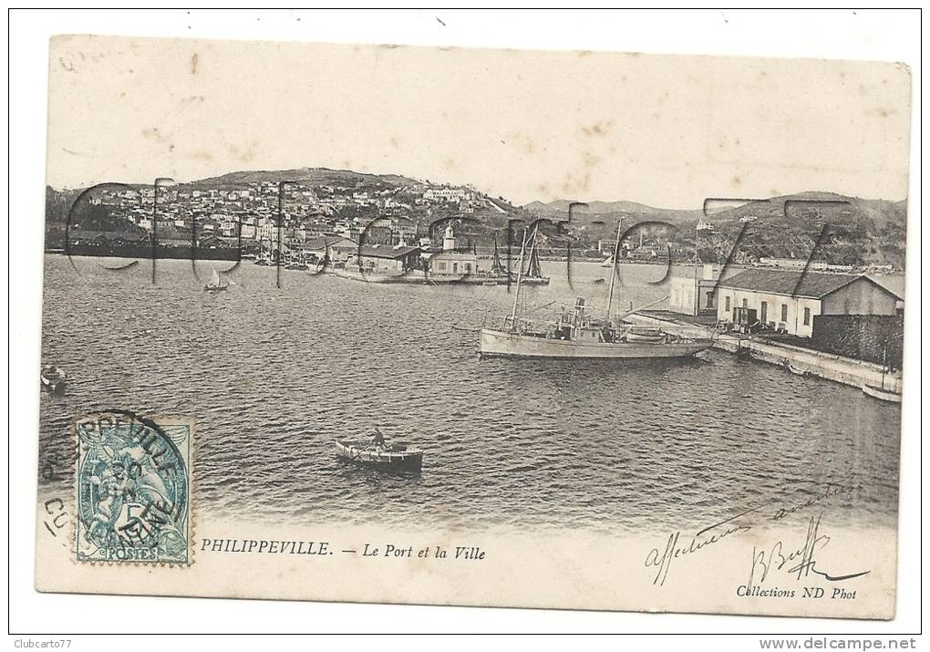 Skikda Ou Philippeville (Algérie) : Bateau Dans Le Port Et Vue Générale De La Ville En 1904 (animée) . - Skikda (Philippeville)