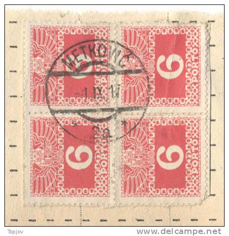 AUSTRIA - CROATIA - DALMATIA - METKOVIC - PORTO BLOCK Of FOUR - 1917 - Postage Due