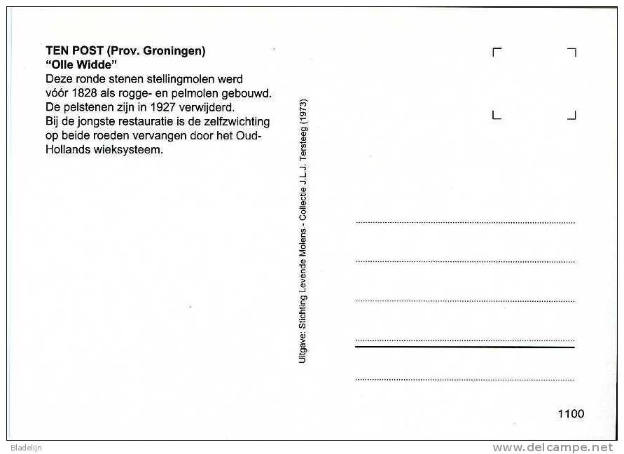 TEN POST Bij Ten Boer (Groningen) - Molen/moulin - Stellingmolen ´Olle Widde´ In 1973 Met Zelfzwichting Voor Restauratie - Autres & Non Classés