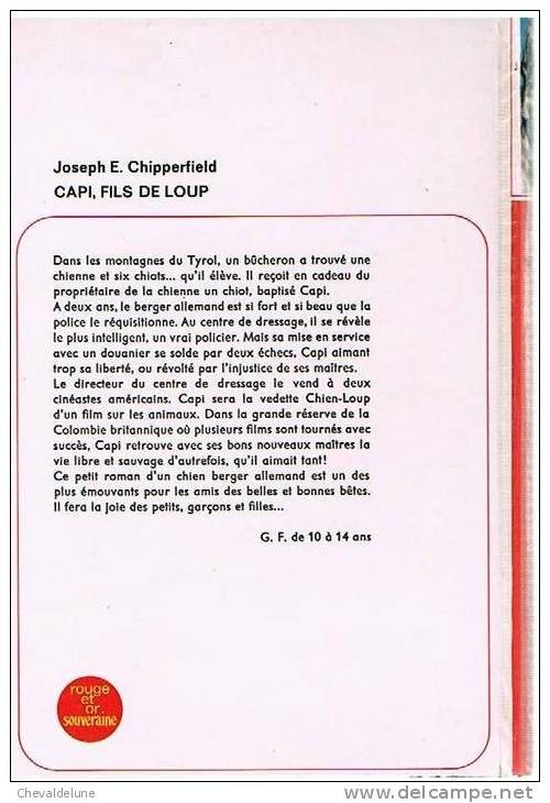 [ENFANTINA]  JOSEPH E. CHIPPERFIELD  :  CAPI, FILS DE LOUP ILLUSTRE PAR HENRI DIMPRE 1970 - Bibliotheque Rouge Et Or