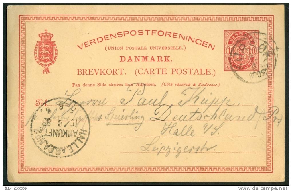 Danemark : Entier Postal Expédié Vers L´Allemagne En 1888 - Ganzsachen