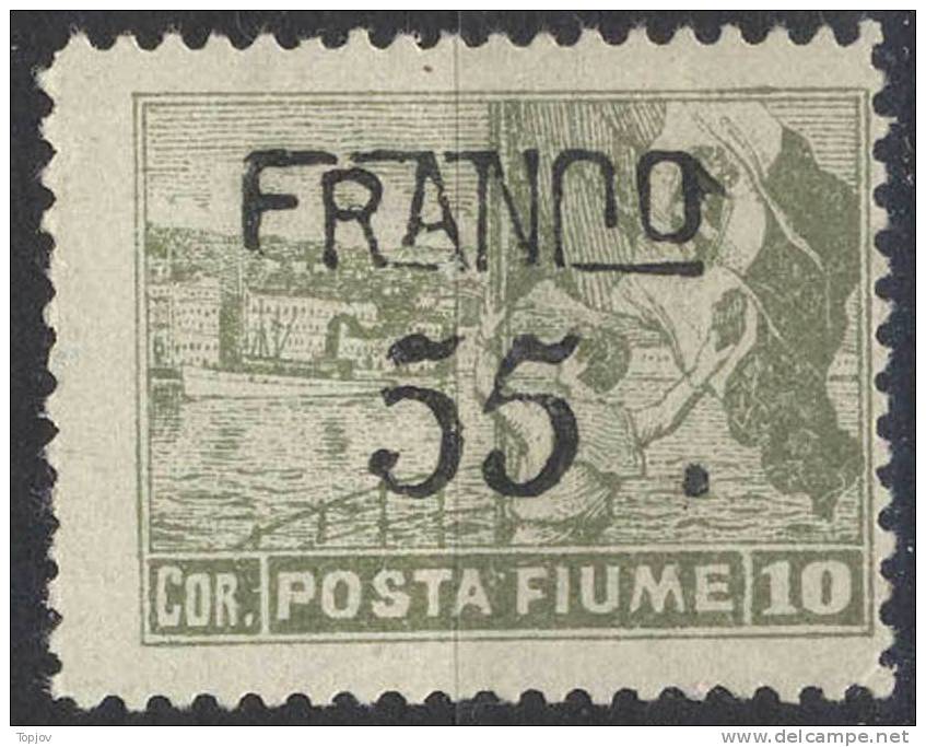 ITALIA - ITALY - FIUME - FRANCO  55 C On  10 Cor. - Senza Punto - PORT Of Fiume - *MLH  -  1919 - Fiume