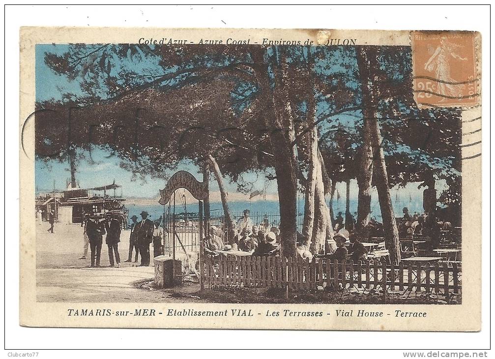 Tamaris-sur-Mer (83) :La Terrasse De L'Etablissement Vidal Tabac Liqueur En 1948 (animée). - Tamaris