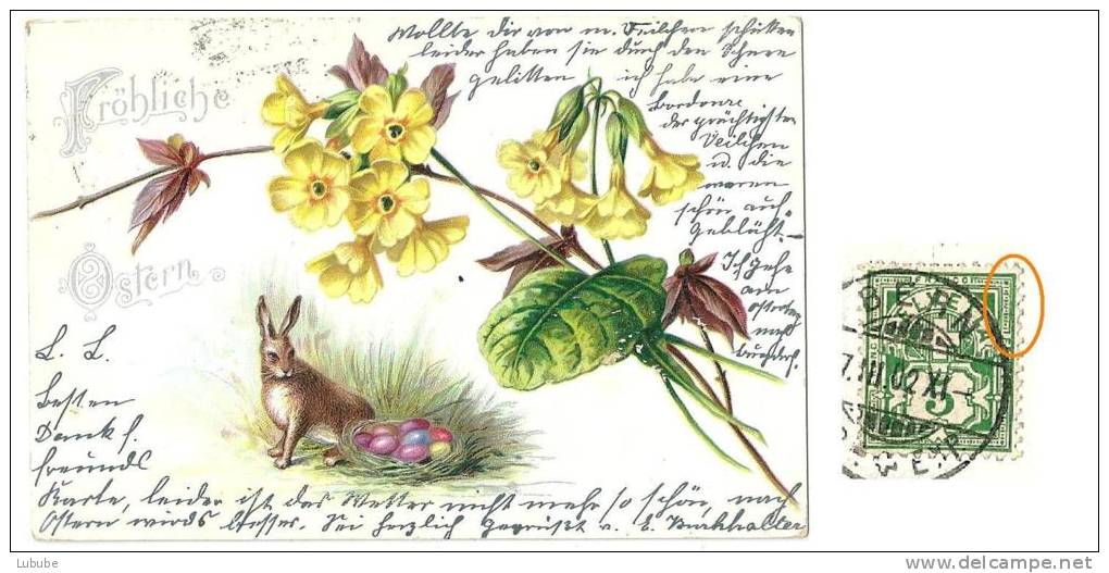 AK Fröhliche Ostern  (Ziffern-Abart)             1902 - Plaatfouten