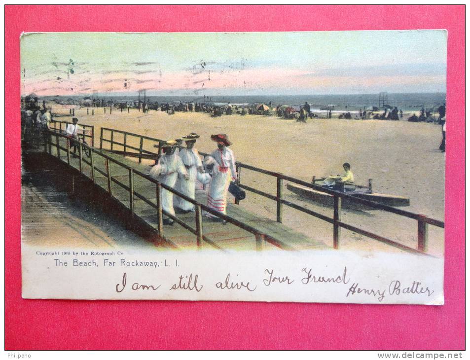 The Beach--- Far Rockaway L.I.   NY Rotograph  1906 Cancel--  ---- ---- --- Ref 516Y 1909 Cancel - Long Island