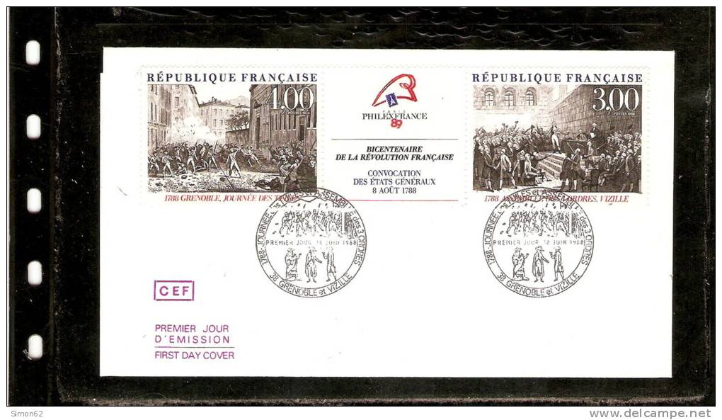 FDC 1ER JOUR BICENTENAIRE DE LA REVOLUTION FRANCAISE 1988  Convocation Des états Généraux - Rivoluzione Francese