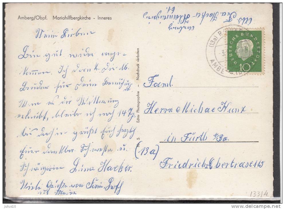 GERMANY 1959 Amberg Obpf. Mariahilbergkirche Inneres Used #13314 - Amberg