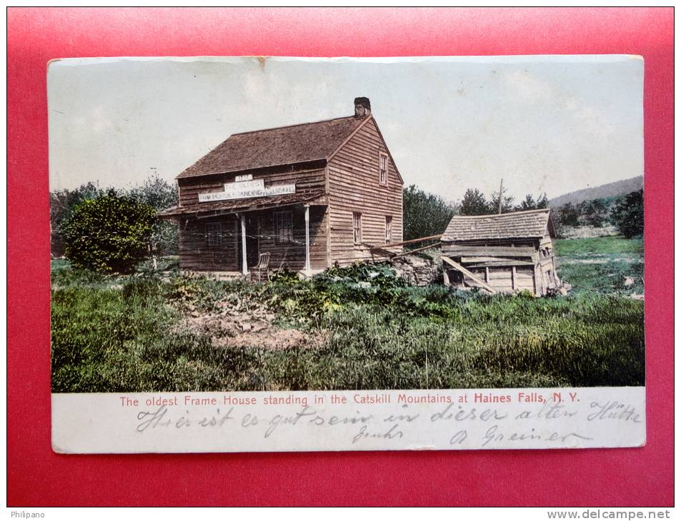 Oldest Frame House In The Catskill Mountains At Haines Falls NY Crease 1908 Cancel===  === ====  Ref 517 - Catskills