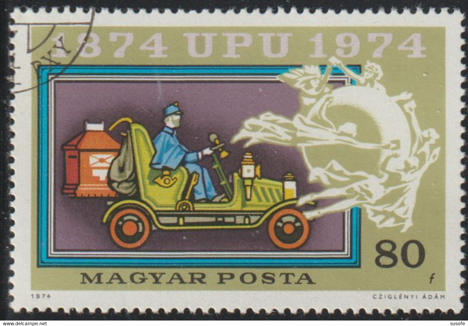 Hungria 1974 Scott 2284 Sello * UPU Correos Transporte Coche Old Mail Automobile Michel 2947A Yvert 2367 Magyar Posta - Neufs