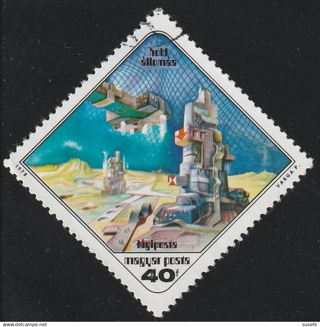 Hungria 1978 Scott C393 Sello * Espacio Space Estacion Lunar Pintruras De Pal Varga Michel 3265A Yvert PA407 Magyar Post - Unused Stamps