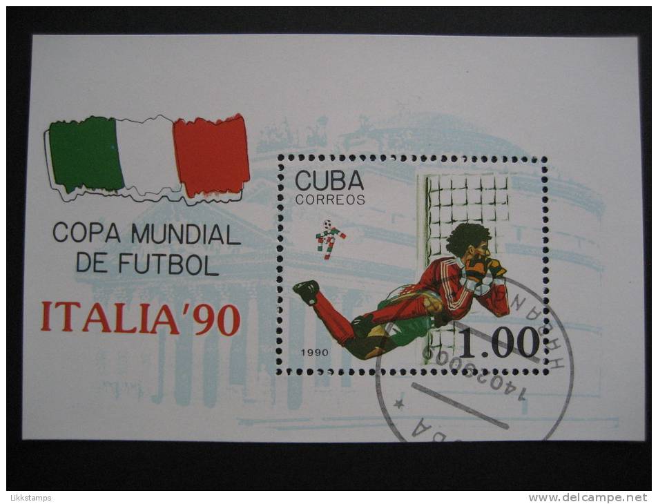 CUBA  1990   "ITALIA  ´90"   WORLD  CUP  FOOTBALL CHAMPIONSHIP   MINIATURE  SHEET - Other & Unclassified