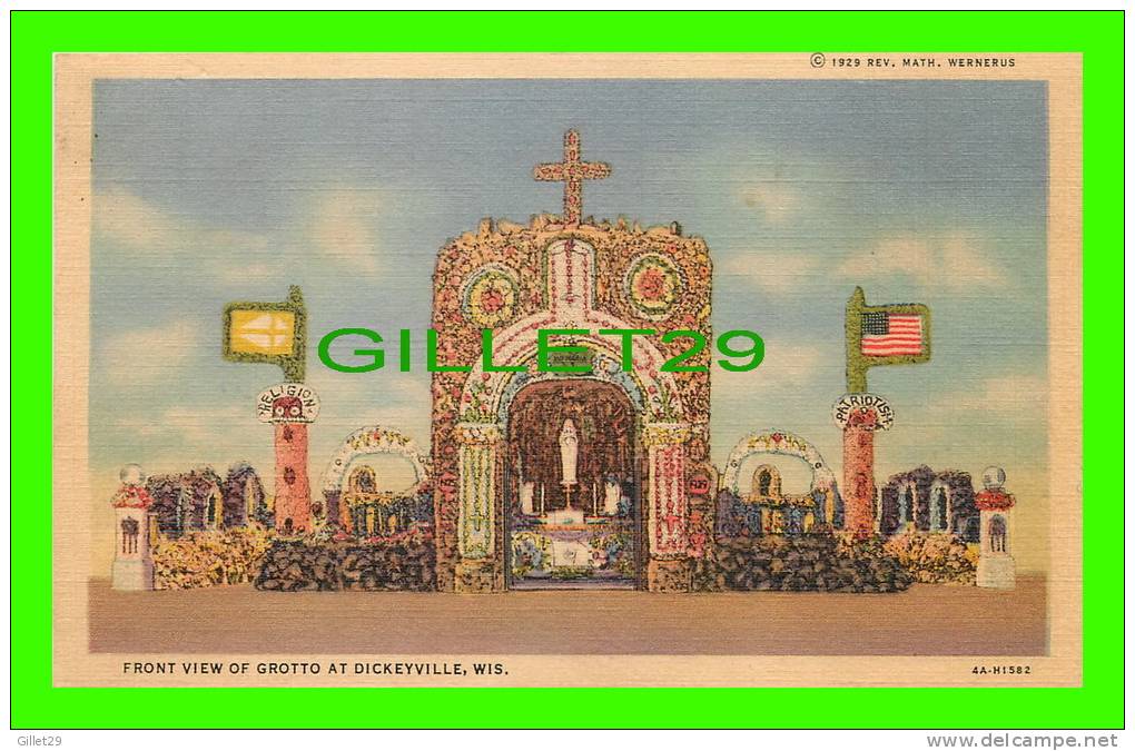 DICKEYVILL, WI - FRONT VIEW OF GROTTO - 1929 REV. MATH. WERNERUS - - Otros & Sin Clasificación