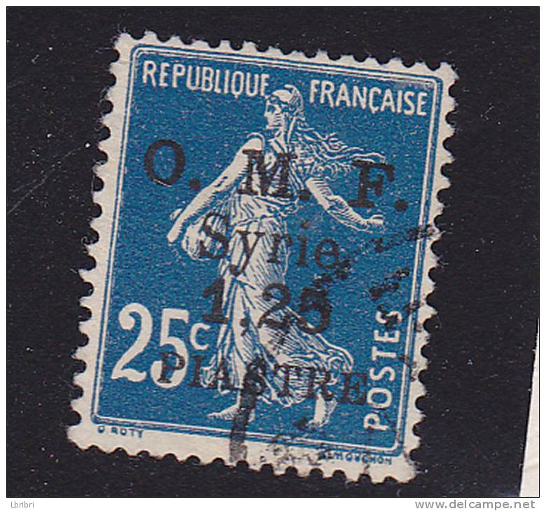 SYRIE N° 61 25C BLEU TYPE SEMEUSE SURCH OMF SYRIE 1.25 PIASTRES OBL - Andere & Zonder Classificatie