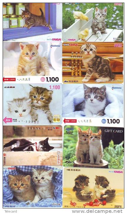 LOT 50 Telecartes + Prepayees Differentes Japon * CHATS * CATS  * KATZE * KATTEN (LOT 233) Prepaid Cards Japan - Collections