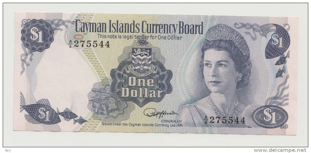 CAYMAN ISLANDS 1 Dollar 1974 AUNC P 5a 5 A (A/4) - Kaaimaneilanden