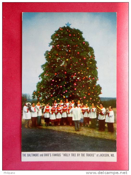 Jackson MD ---Christmas  Tree Decorated   Glee Club Sing Carols  Early Chrome-- Ref  517 - Other & Unclassified