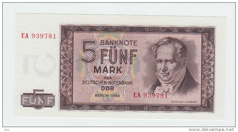 Germany Democratic Rep. 5 Mark 1964 UNC P 22 - 5 Deutsche Mark