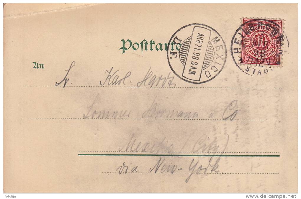 HELIBRONN KATHCHENHAUS  UNDIVIDED MAILED TO MEXICO 1898 - Heilbronn