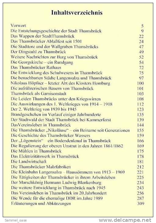 Die Stadt Thamsbrück Beiträge zur Heimatgeschichte  -  Ein Buch zur Geschichte und Gegenwart