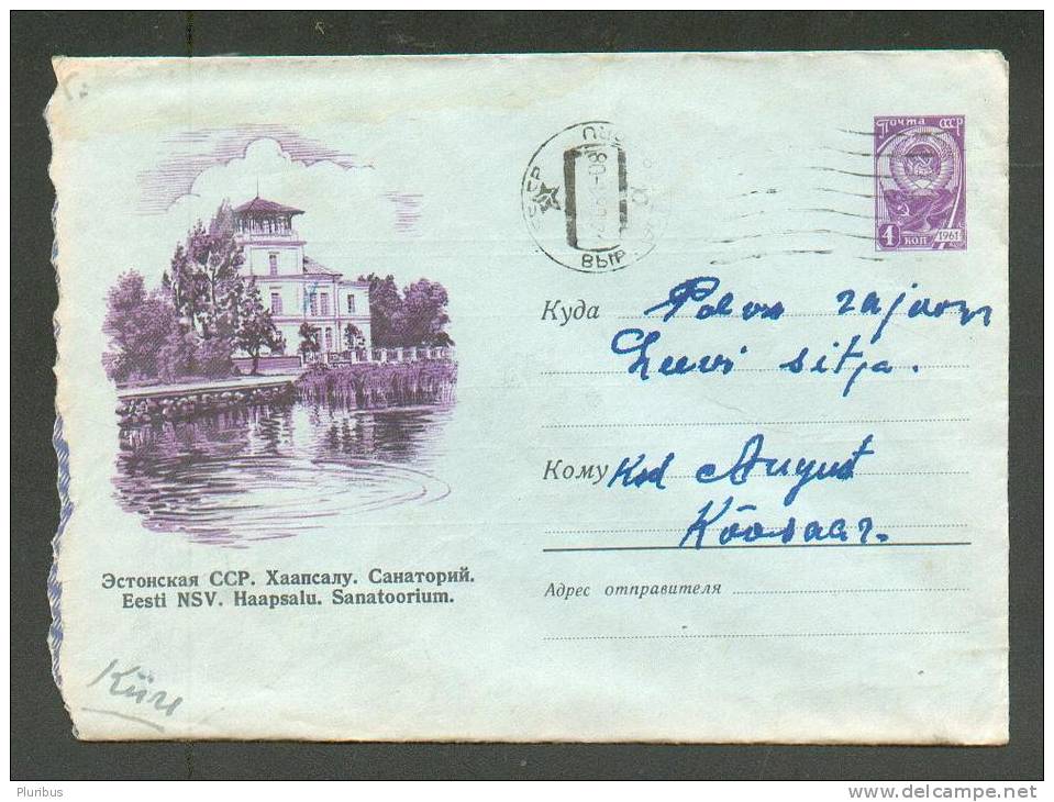 ESTONIA RUSSIA  USSR  POSTAL STATIONERY  COVER ,  HAAPSALU SANATORIUM,  USED   1961  VÕRU LEEVI TALLINN TO MAARITSA - Briefe U. Dokumente