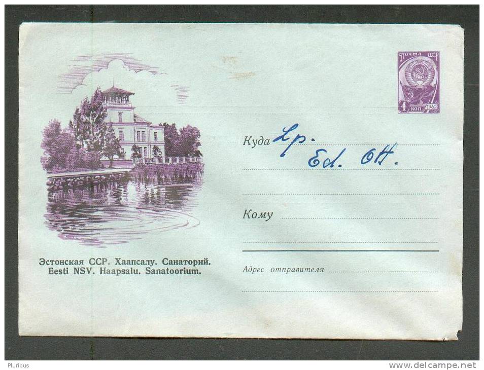 UNUSUAL! PRINTED ON OTHER STATIONERY ! ESTONIA RUSSIA  USSR  POSTAL STATIONERY  COVER ,  HAAPSALU SANATORIUM - Lettres & Documents