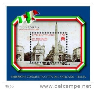 STATO CITTA' DEL VATICANO - VATIKAN STATE - BENEDETTO XVI  - ANNO 2011 - BF UNITA' D' ITALIA - NUOVI - MNH ** - Nuovi