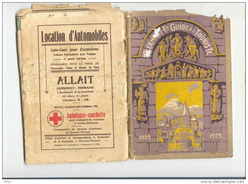 GUIDE TOURISTIQUE DE CLERMONT FERRAND & REGION AUVERGNE 1929 COUVERTURE TAILHANDIER - Auvergne