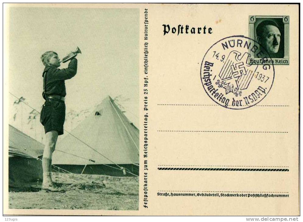 Drittes Reich Sonderpostkarte P264/07 Mit SST (Nürenberg) Reichsparteitag Der NSDAP, 1937 - Briefe U. Dokumente