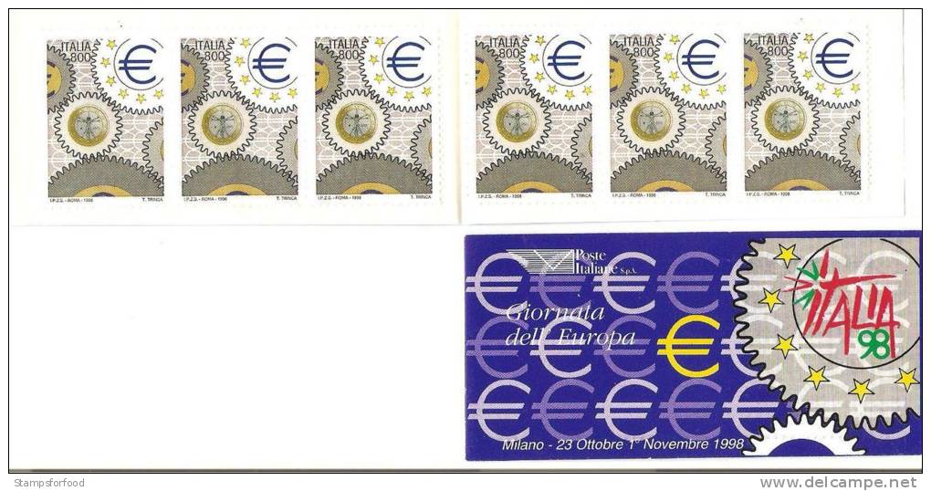 ITALIA, 1998, Esposizione Mondiale Filatelia, Libretto Di 6 Esemplari, Nuovo - Carnets