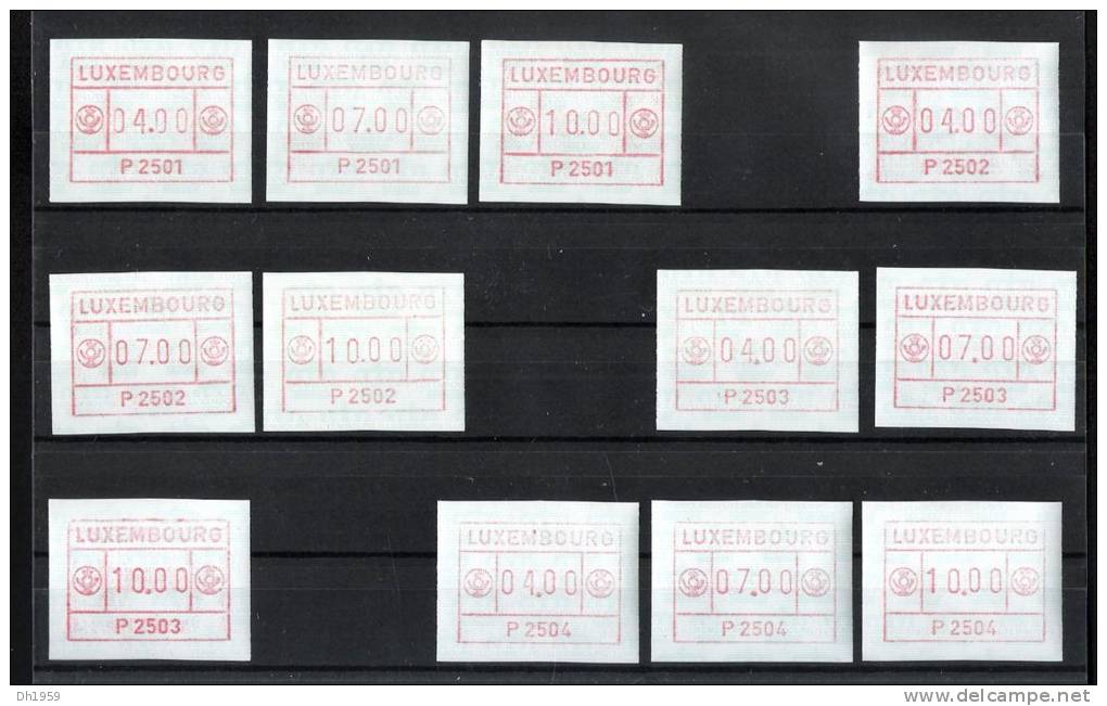 LUXEMBOURG LUXEMBURG  ATM ETIQUETTES LABEL 2501.02.03.04 - Vignettes D'affranchissement