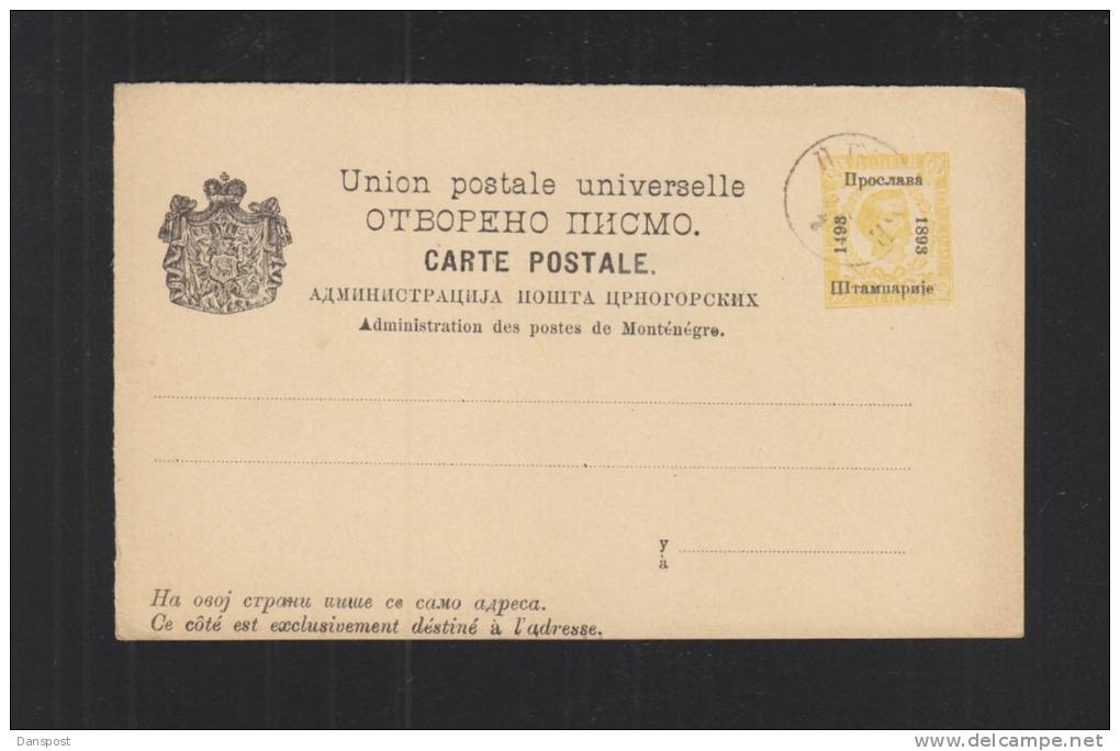 Montenegro Stationery Overprint 1893 - Montenegro