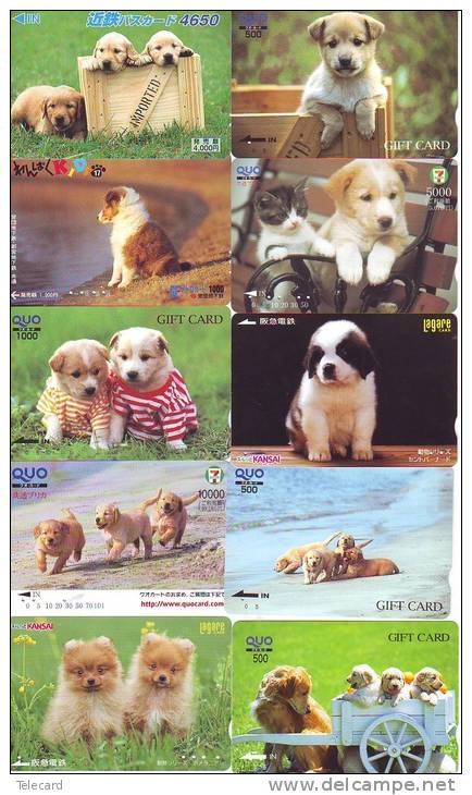 LOT 50 Telecartes + Prepayees Differentes Japon * CHIENS  * DOGS * HUNDE * HONDEN (LOT 255) Prepaid Cards Japan - Collections