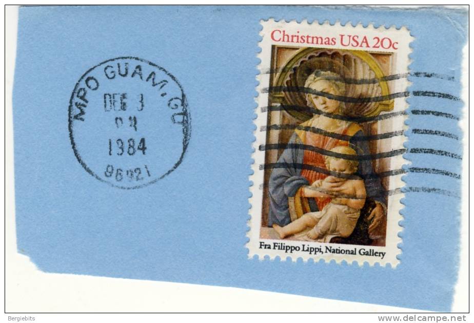 1984 Guam US Military Post Office Cancelled Stamp On Piece - Guam