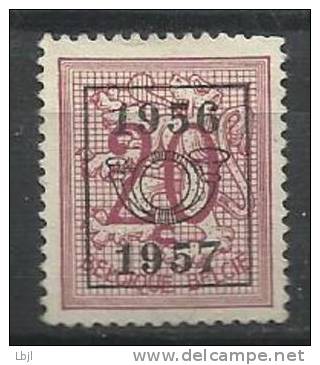 BELGIQUE ,  20 C , Chiffre Sur Lion , 1951 , 1956 - 1957 - Typo Precancels 1951-80 (Figure On Lion)