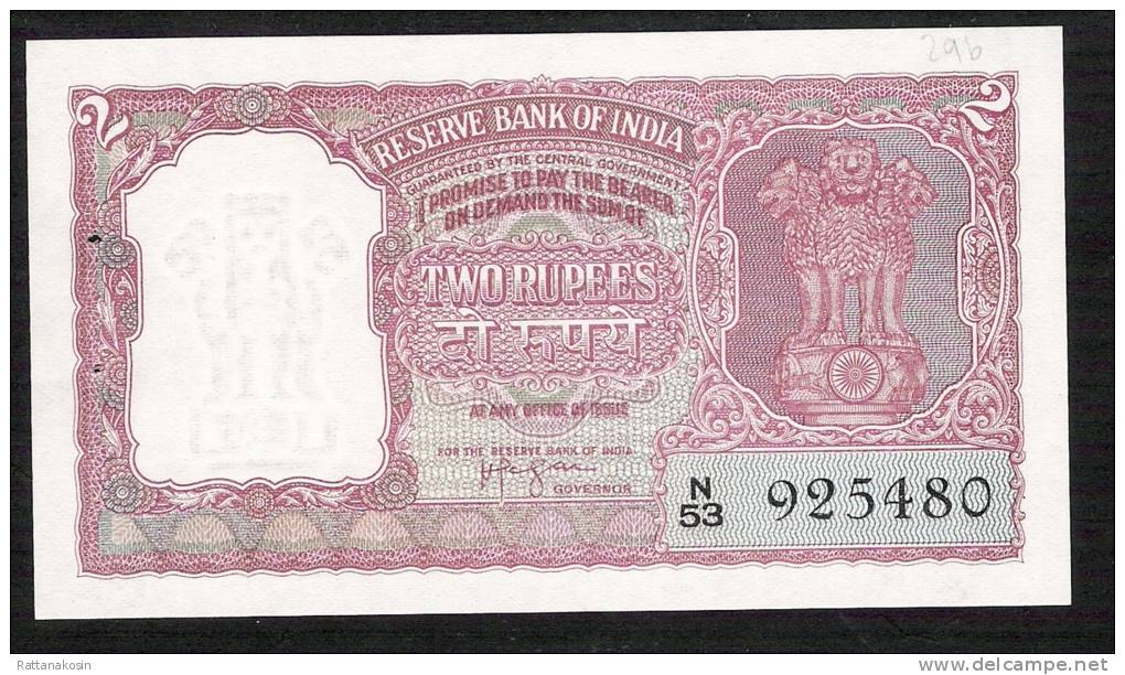 INDIA  P29b  2 RUPEES   ND 1962 #N/53  Signature 74 UNC. - India