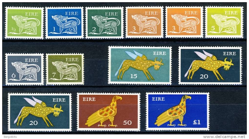 1974-78 Ireland  Unwatermarked Definitives Of 13 Values All  MNH    Scott # Between 343-359 - Nuovi