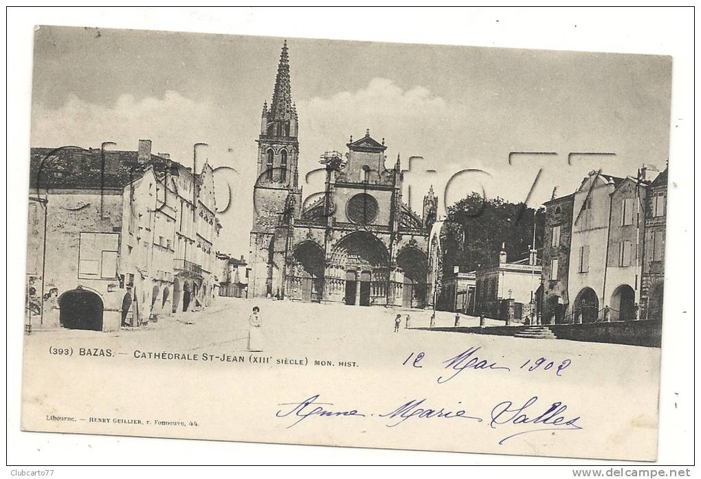 Bazas (33) : La Place De La Cathédrale Saint-Jean En 1902 (animée). - Bazas